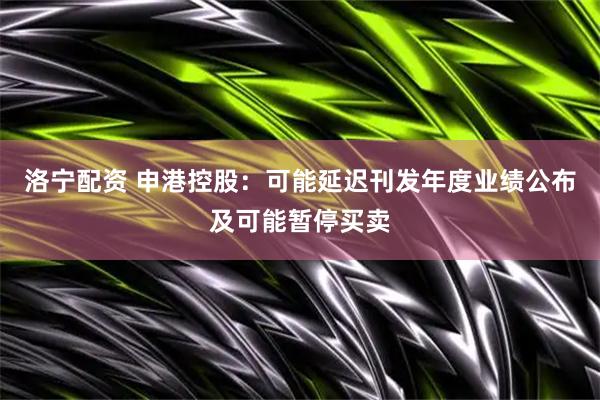 洛宁配资 申港控股：可能延迟刊发年度业绩公布及可能暂停买卖